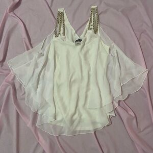 white tank flowy with beaded straps